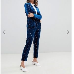 Velvet pantsuit - stars embroidery NWOT